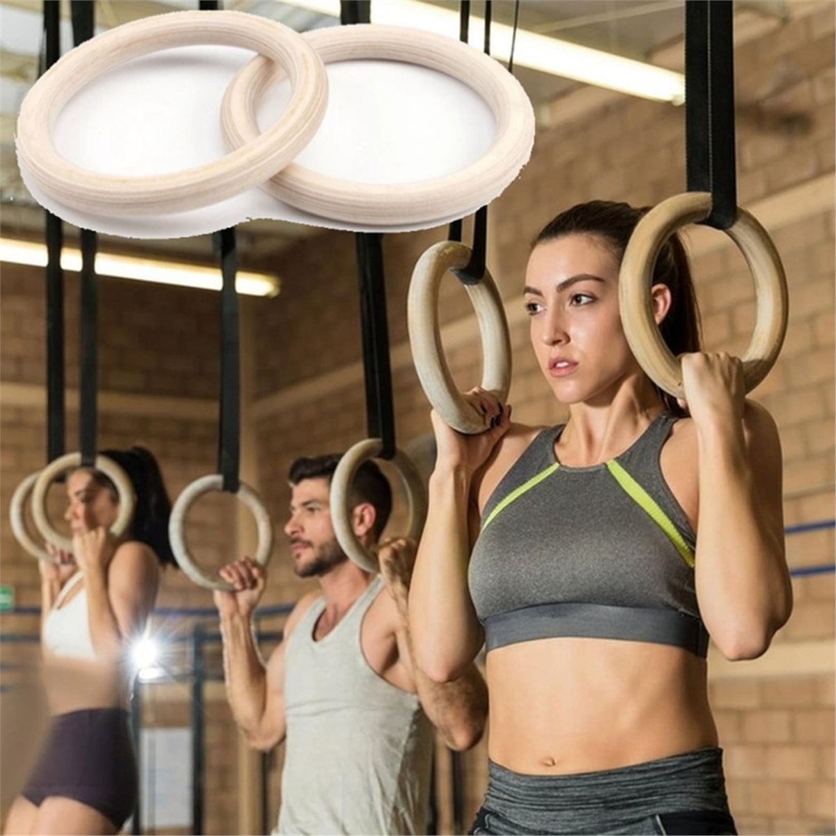 Gymnastic Rings Wooden - Letnia wyprzedaż: 2 sztuki drewnianych przenośnych