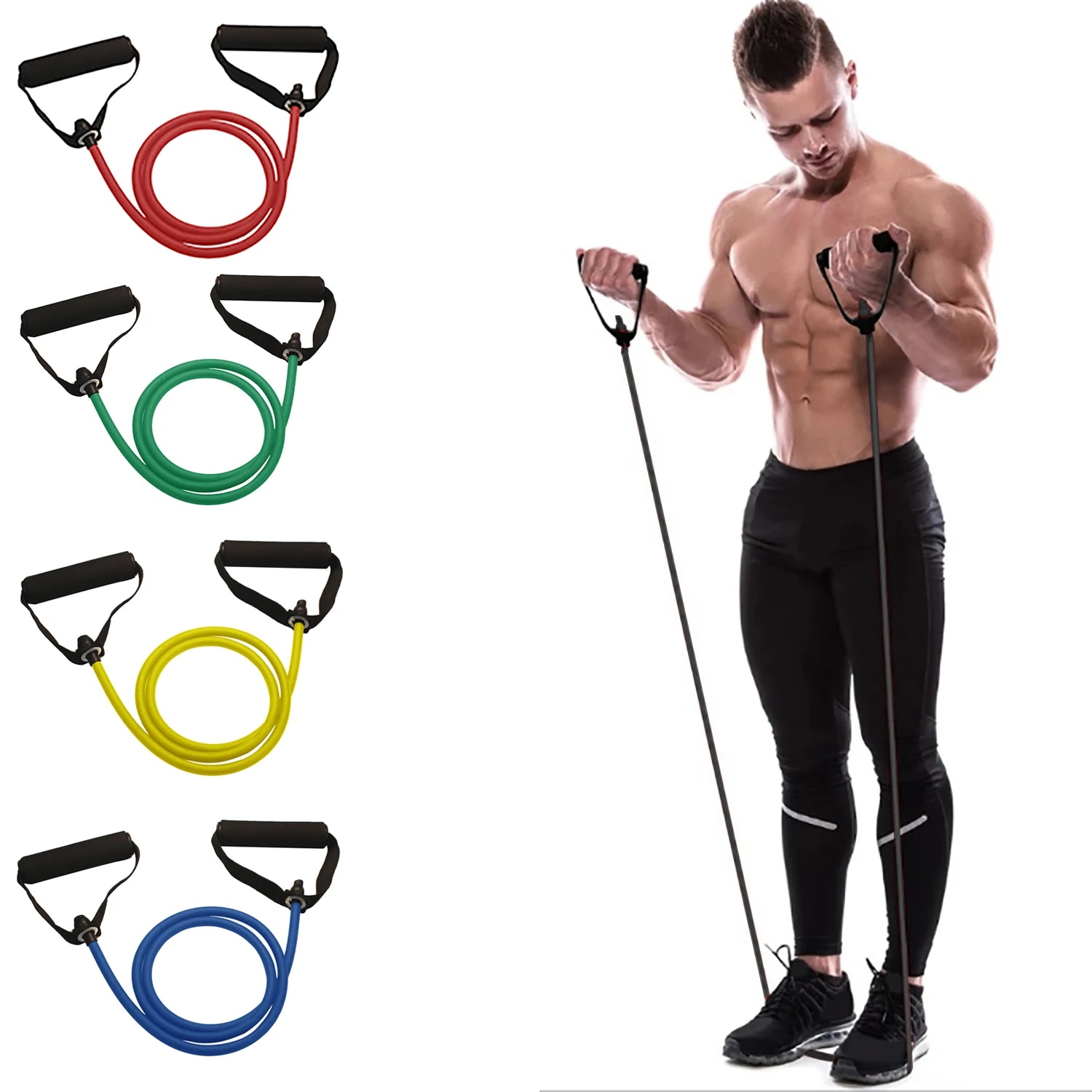 Home Gym Leg Press - Taśmy oporowe z uchwytami, taśmy do