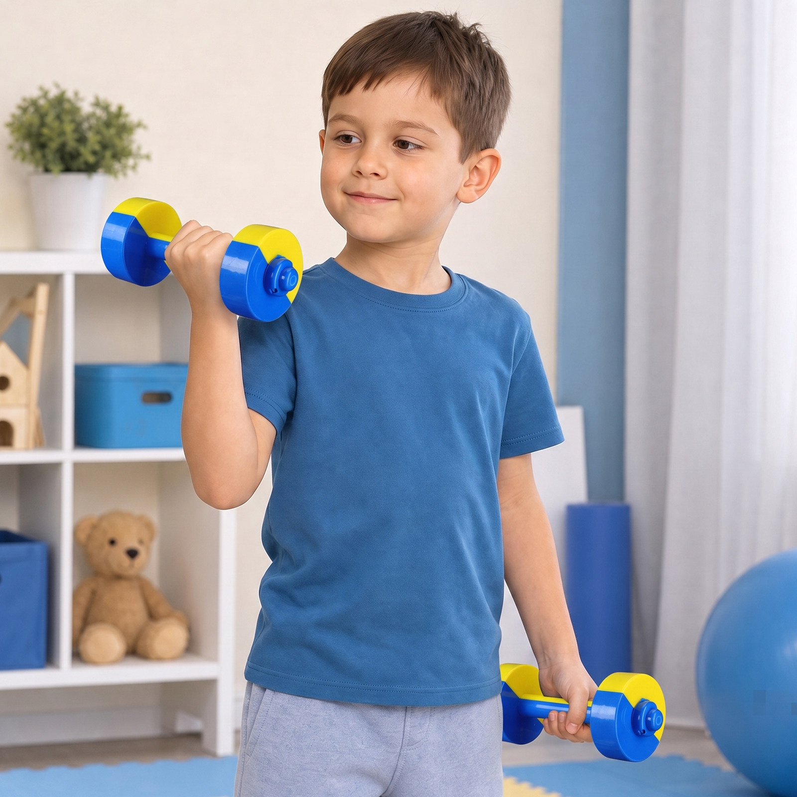 Home Gym Yellow - 1 para plastikowych hantli dla dzieci,