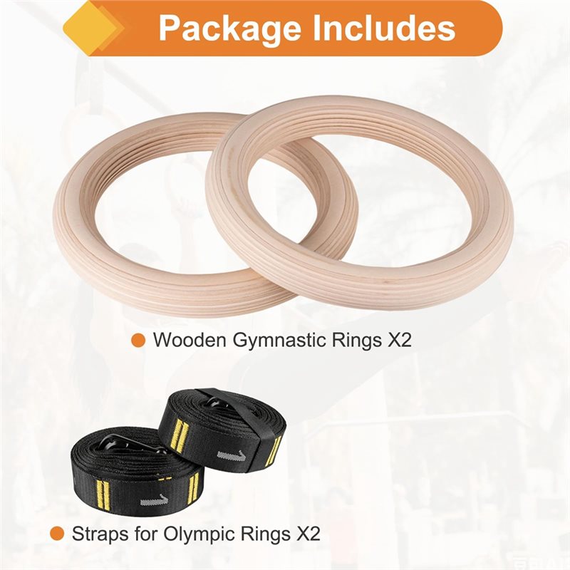 Gymnastic Rings Wooden - Obręcze gimnastyczne 1,25 cala z numerowanymi