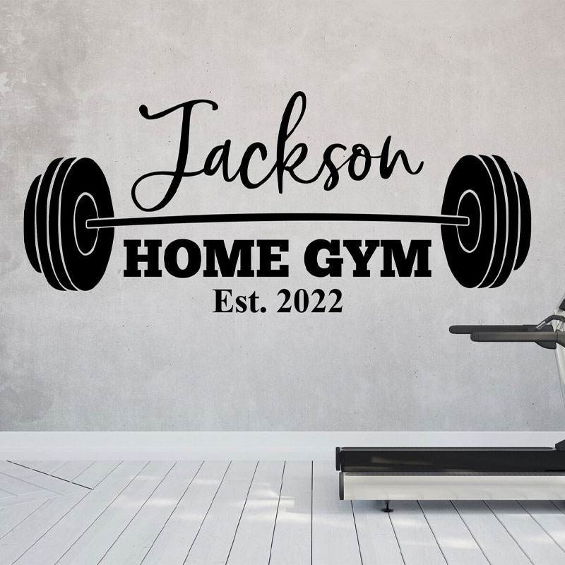 Home Gym Names - Naklejka ścienna na siłownię z własnym