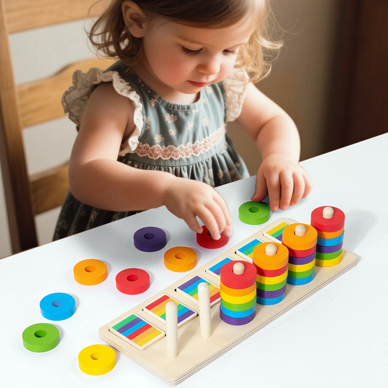 Gymnastic Rings Wooden - Montessori Gra Treningowa Pamięci i Dopasowywania