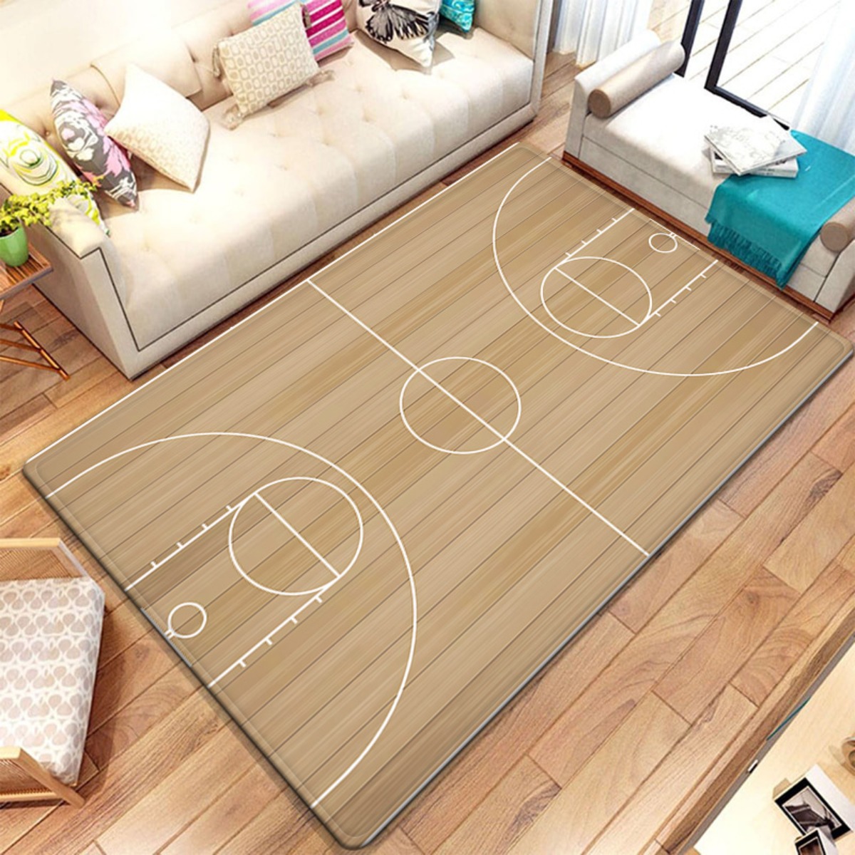 Dywan pluszowy z motywem boisk – Home Gym And Basketball Court recenzja i cena