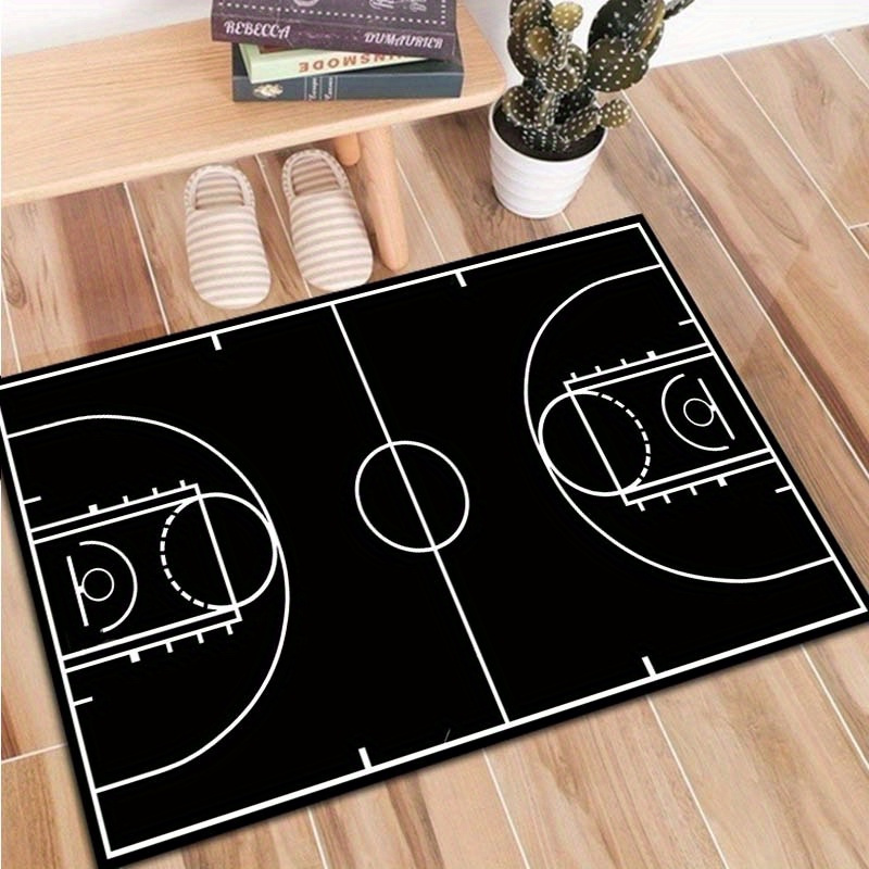 Czarno-biała mata podłogowa na – Home Gym And Basketball Court recenzja i cena
