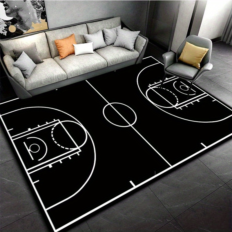 Czarno-biała mata podłogowa na – Home Gym And Basketball Court recenzja i cena